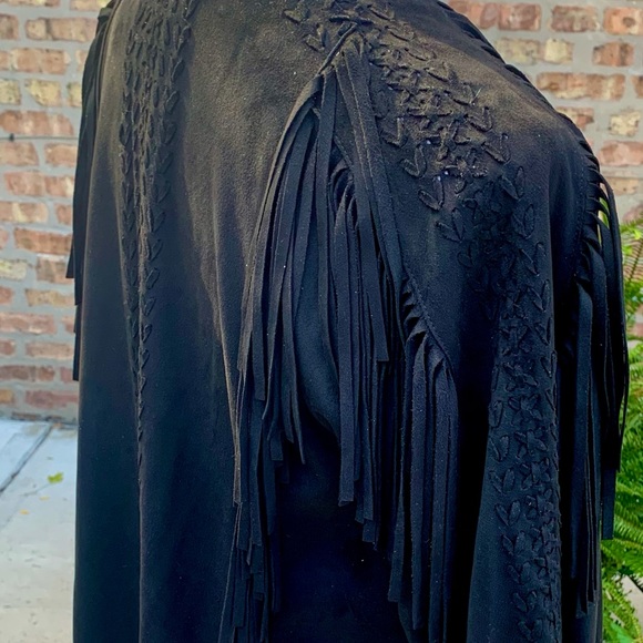 Zara fringed faux suede jacket Blk. - Picture 4 of 4